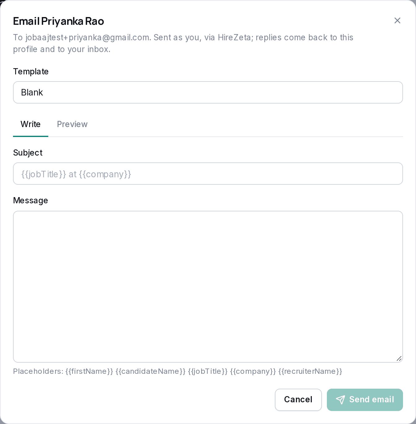 Compose email dialog