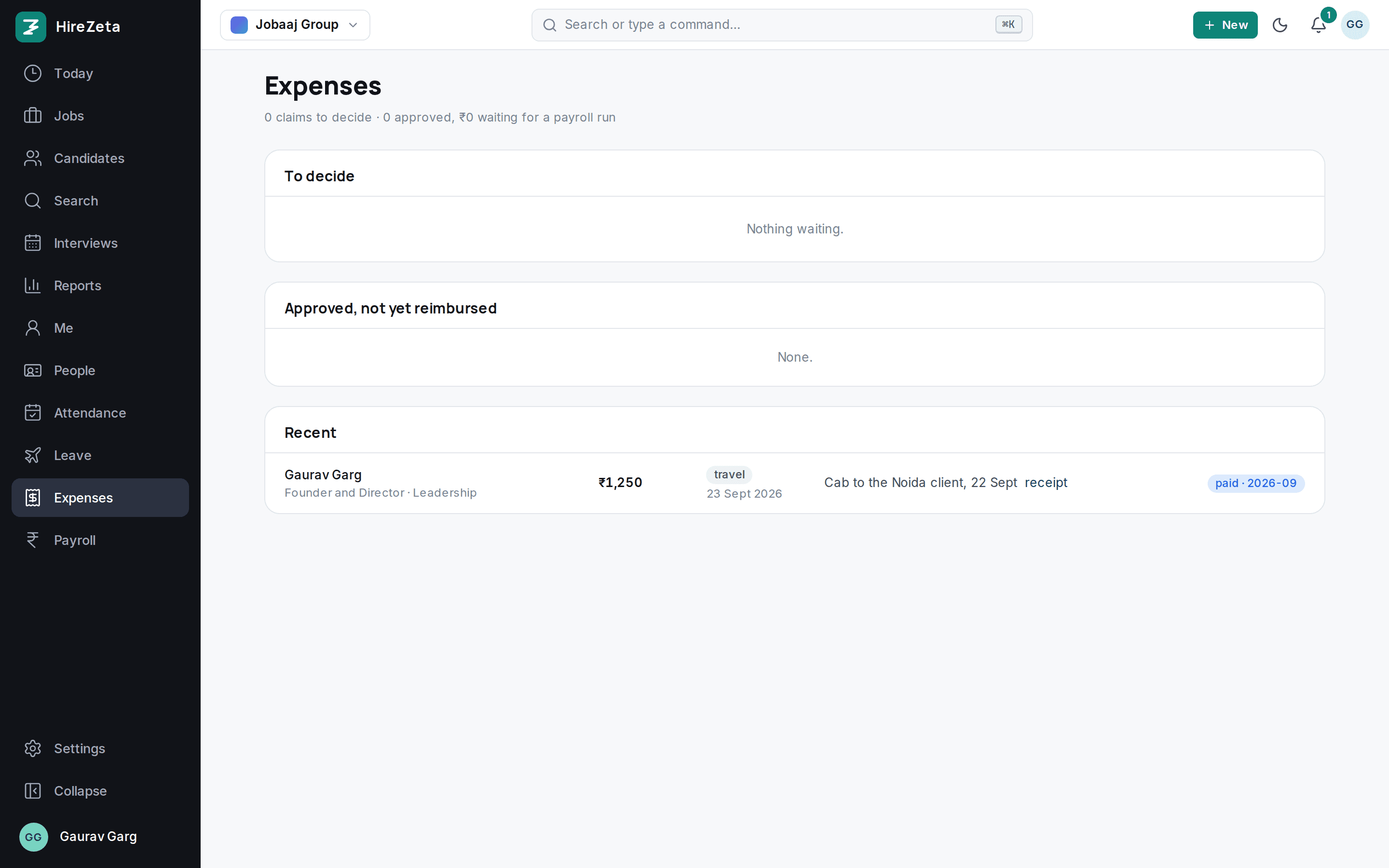 Expense claims
