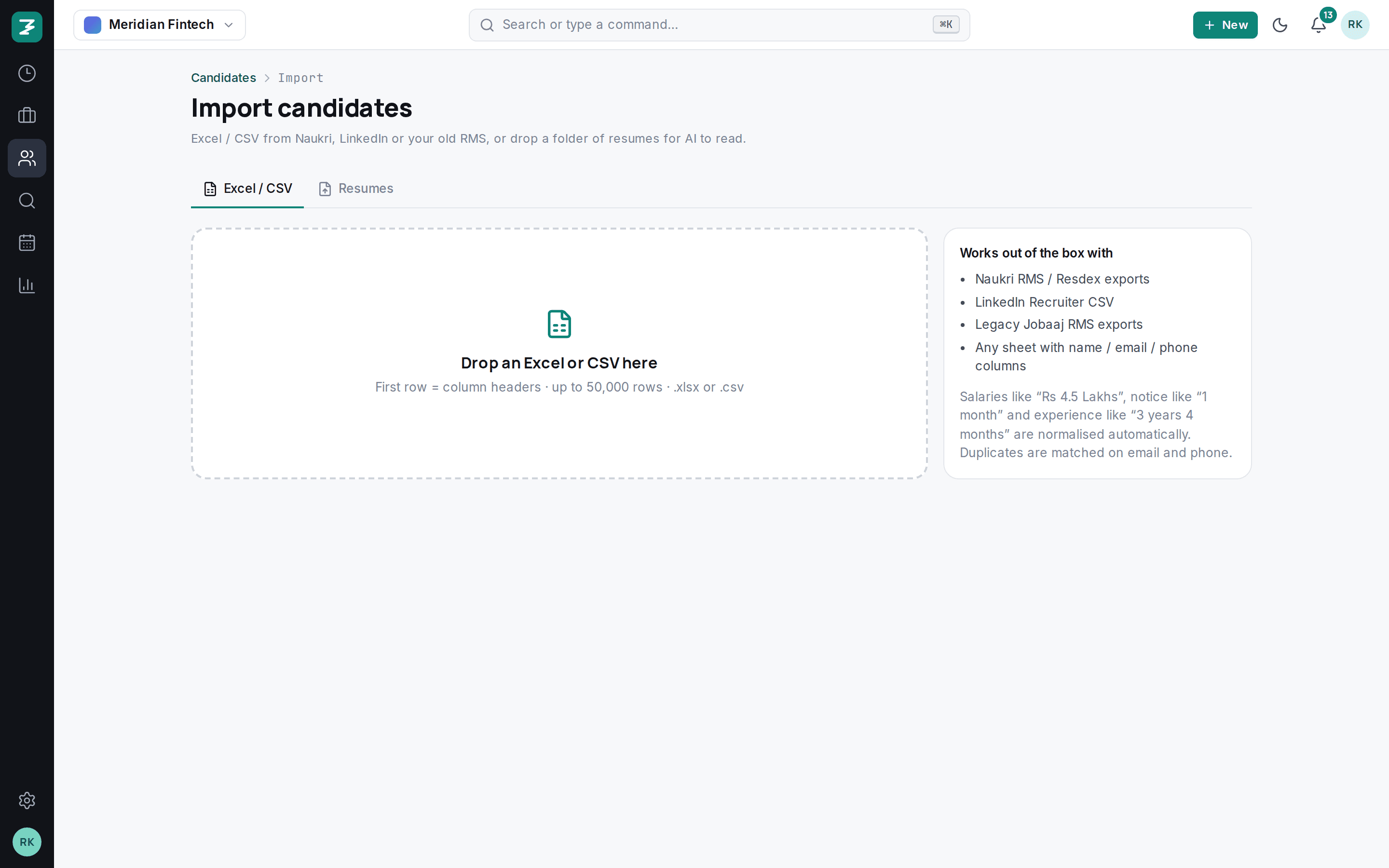 Import candidates