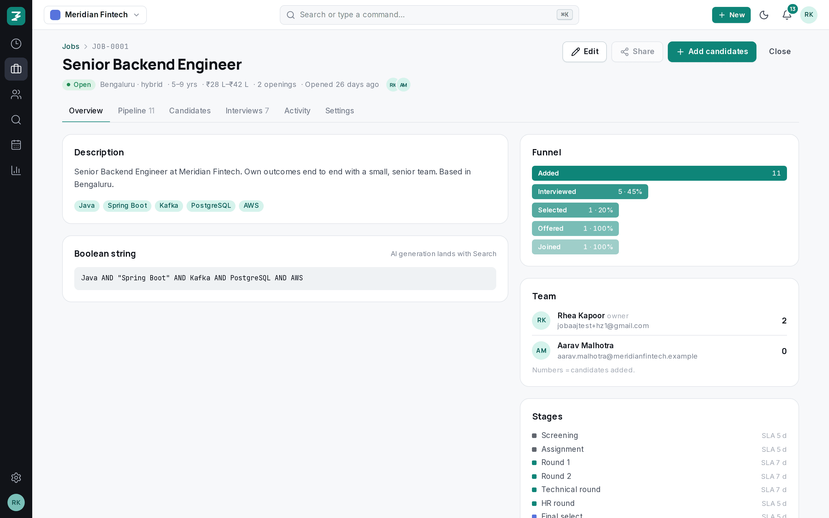 Job overview